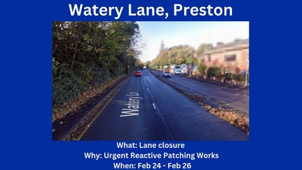Roadworks starting in Preston (24/2/-2/3)