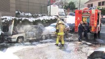 Şişli’de park halindeki otomobil alev alev yandı