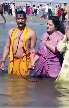 Video of Nirahua and Amrapali taking a dip in Mahakumbh goes viral: Fans said on social media - Husband and wife take a dip while holding hands