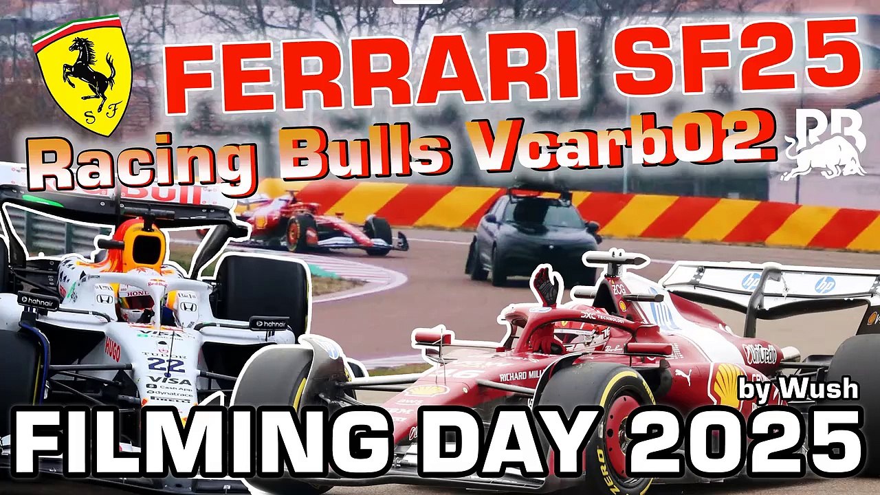 Filming day Ferrari SF25 + Filming day Racing Bulls Vcarb02 2025