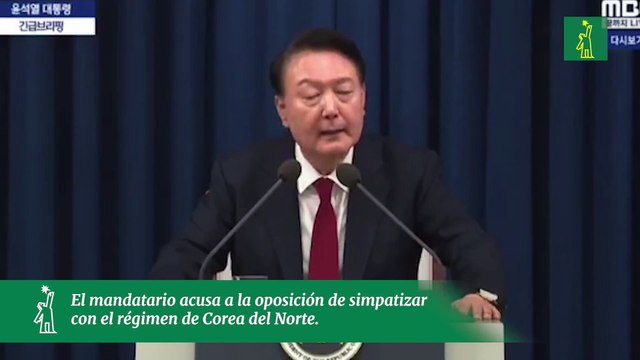 El presidente surcoreano Yoon Suk Yeol declara la ley marcial de emergencia