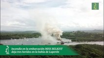 Incendio en la embarcación MISS BELKIST deja tres heridos en la bahía de Luperón