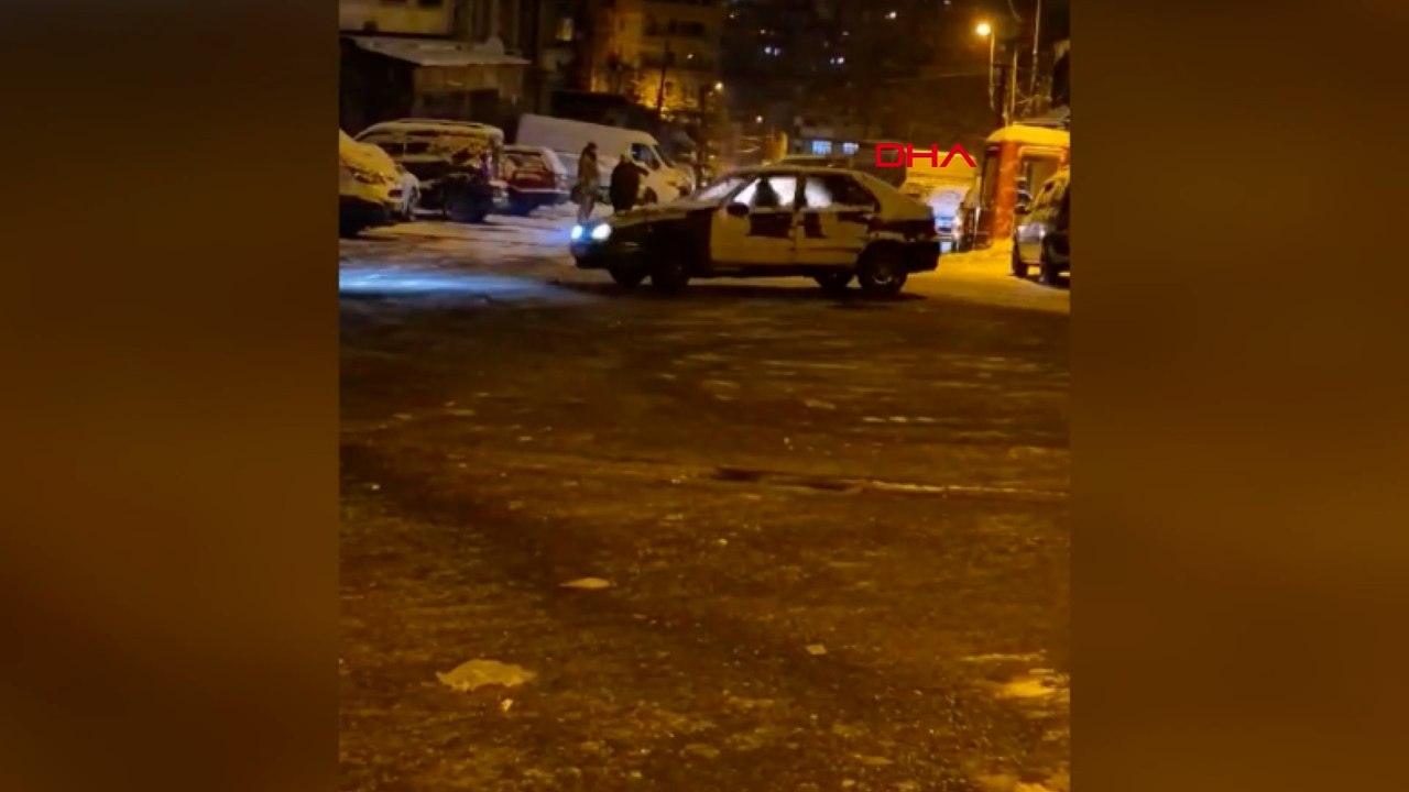 Şişli’de kar yağışını fırsat bilen sürücü drift attı; o anlar kamerada
