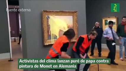 Activistas del clima lanzan puré de papa contra pintura de Monet en Alemania