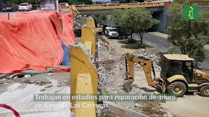 Trabajan en estudios para reparación de  muro en Avenida Las Carreras