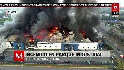 Reportan gran incendio en el parque industrial Las Américas, en Apodaca, Nuevo León