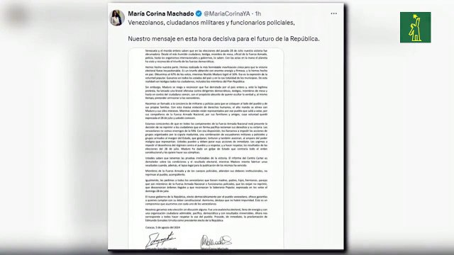 Machado y González Urrutia urgen a policías y militares a impedir golpe dado por Maduro