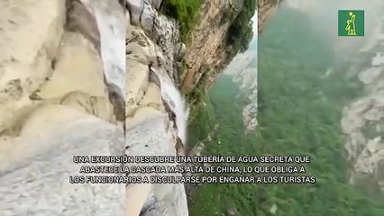 Turista descubre que la cascada más alta de China se abastece de una tubería de agua secreta