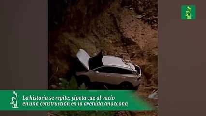 La historia se repite: yipeta cae al vacío en una construcción en la avenida Anacaona