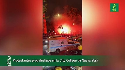 Protestantes propalestinos en la City College de Nueva York