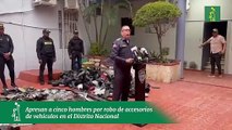 Apresan a cinco hombres por robo de accesorios de vehículos en el Distrito Nacional.