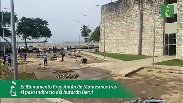 Así quedó el Monumento Fray Antón de Montesinos tras paso de huracán Beryl