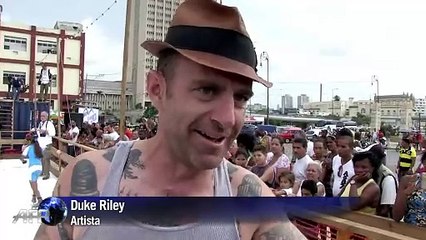 Patinaje sobre hielo en el malecón de La Habana