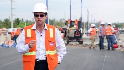 Trabajos de reconstrucción en la autopista Las Américas