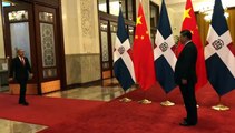Danilo Medina a su llegada al Palacio presidencial chino