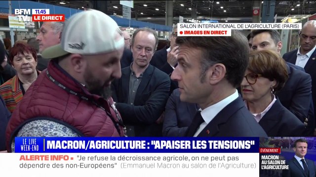 S'il n'y a plus d'agriculture, il n'y a plus de monde rural , rappelle Jérôme Bayle à Emmanuel Macron dans les allées du Salon de l'agriculture