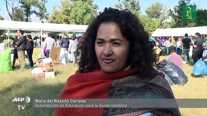 Mexicanos intercambian basura por alimentos