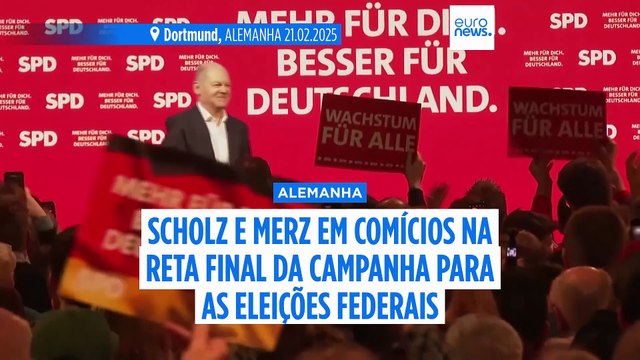 Friedrich Merz e Olaf Scholz realizam últimos comícios antes das eleições federais na Alemanha