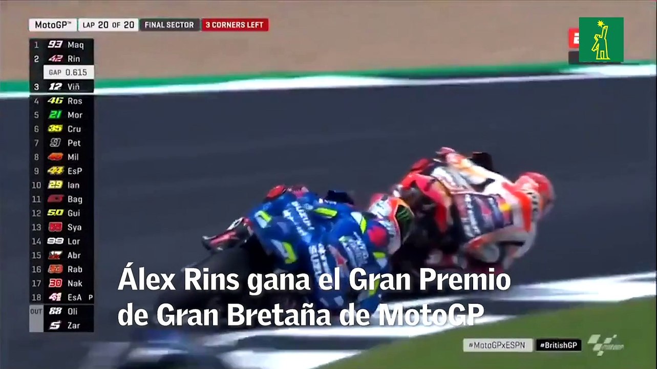 Álex Rins gana el Gran Premio de Gran Bretaña por 13 milésimas en un duelo con Marc Márquez