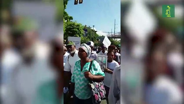 Marcha hacia el Palacio en apoyo a peregrinos de El Seibo