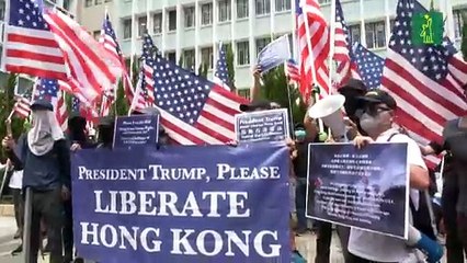 Gran manifestación en Hong Kong ante consulado de EEUU
