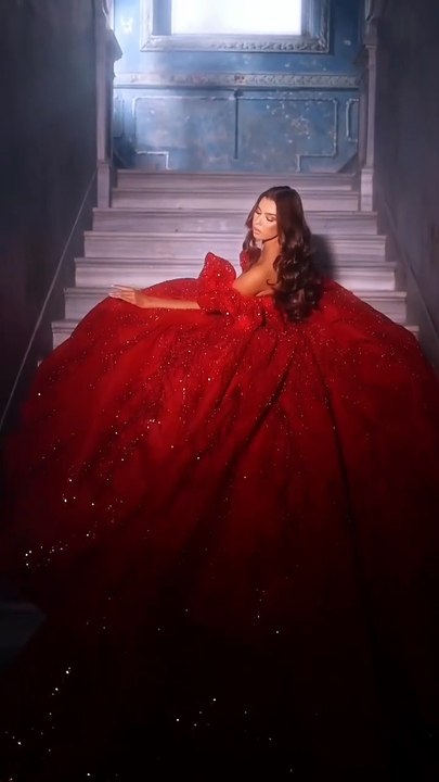 Featuring Red Dreamy Wedding Goun with a long Tale 2025