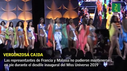 Candidata de Francia y Malasia  se caee durante jornadas previas a la gala de Miss Universo 2019
