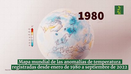 Mapa mundial de las anomalías de temperatura registradas desde enero de 1980 a septiembre de 2022