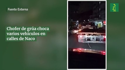 Chofer de grúa choca varios vehículos en calles de Naco