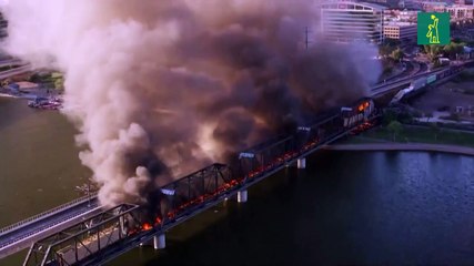 Descarrilamiento de tren en Arizona causa incendio masivo