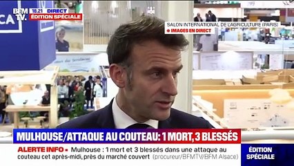 Attaque au couteau à Mulhouse: Emmanuel Macron adresse "la solidarité de la nation" aux familles des victimes
