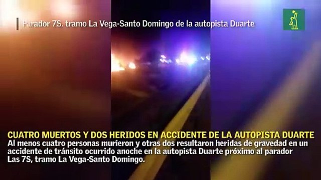 Cuatro muertos y dos heridos en accidente de tránsito en autopista Duarte