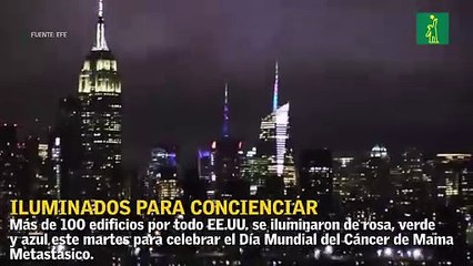 Más de un centenar de edificios se iluminan en EEUU por el cáncer de mama metastásico