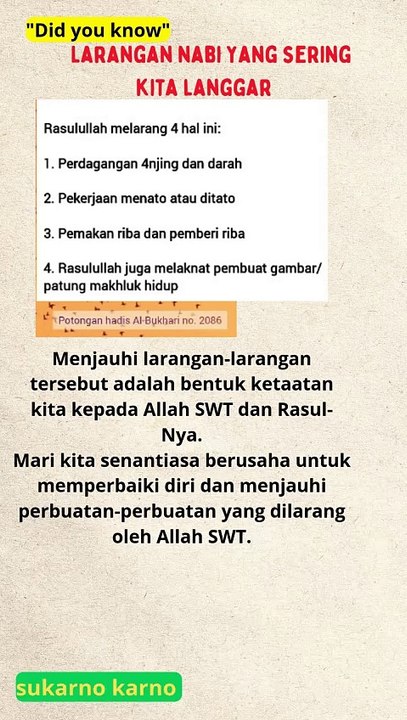 ada beberapa larangan Nabi Muhammad SAW yang mungkin tanpa sadar sering kita langgar
