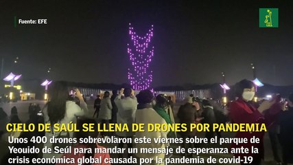 El cielo de Seúl se llena de drones para enviar un mensaje de esperanza por la pandemia