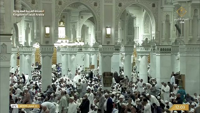 أذان الجمعة الأول والثاني للمؤذن سهيل حافظ والمؤذن محمد باسعد 22 شعبان 1446هـ الحرم المكي