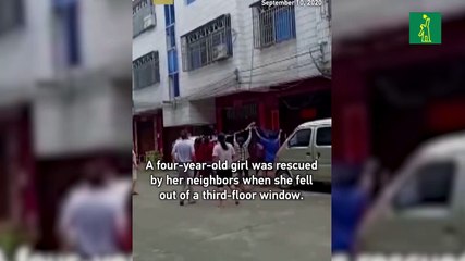 Niña de cuatro años cae por la ventana de un edificio y es atrapada en el aire por vecinos