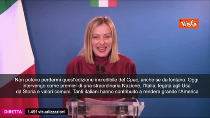Meloni al Cpac: "Usa e Italia legati indissolubilmente da Storia e valori comuni" - SOTTOTITOLI