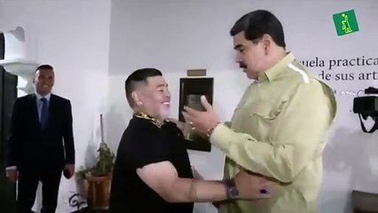 Maradona es recibido por Maduro en visita a Caracas