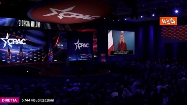 Standing ovation per Meloni al Cpac al termine del suo intervento a convention Conservatori Usa