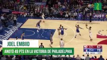 Joel Embiid destrozó la defensa de Atlanta y anotó 49 puntos con 14 rebotes