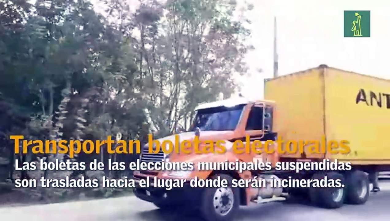 Trasladan en camiones las boletas electorales de las elecciones municipales suspendidas para ser incineradas