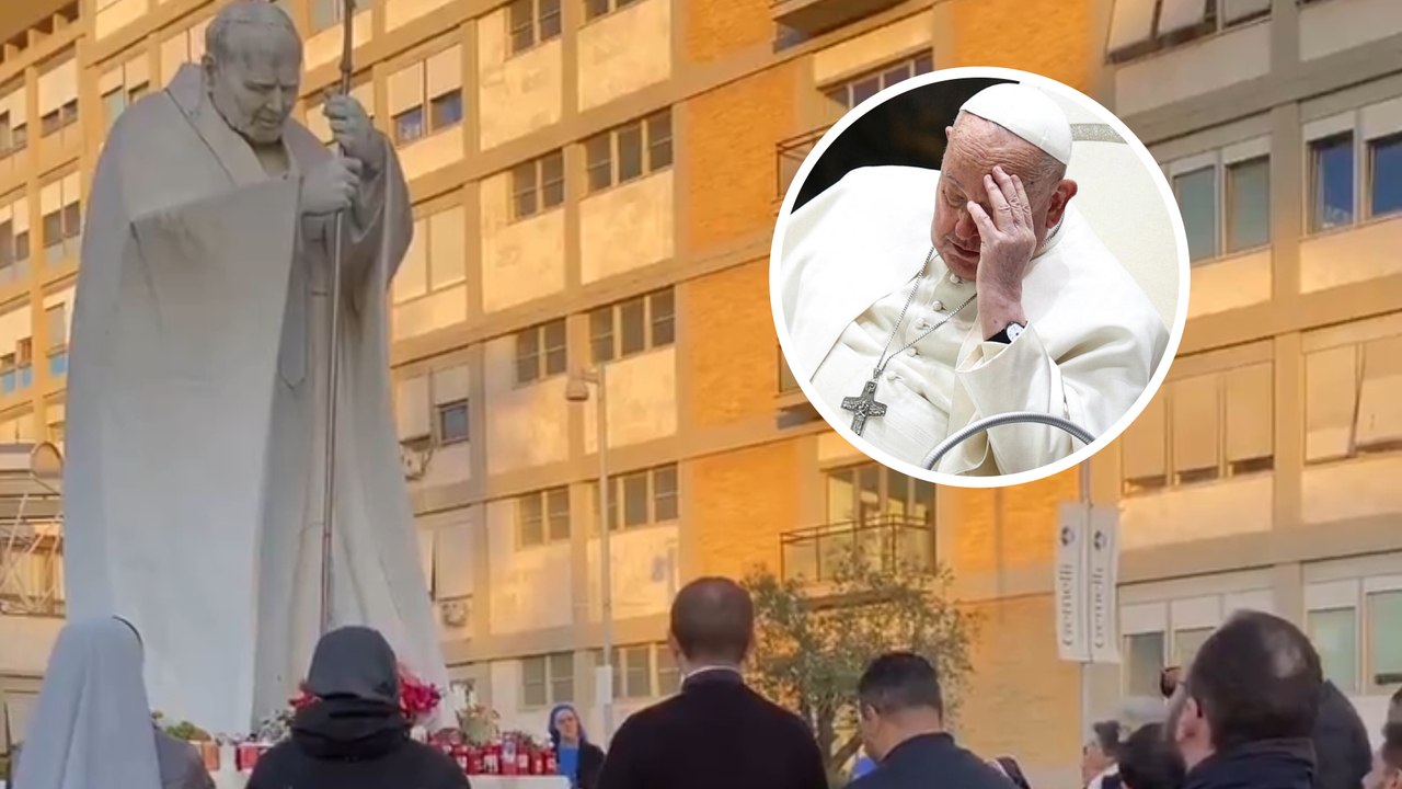 El Papa Francisco tiene recaída fuerte de salud y fieles católicos se reúnen fuera del hospital a rezar