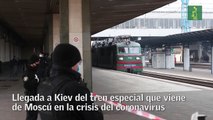 Llegada a Kiev del tren especial que viene de Moscú en la crisis del coronavirus