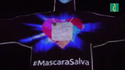 El Cristo Redentor "se pone" la máscara para concienciar contra el coronavirus