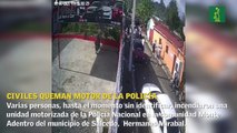 Civiles queman motor de la Policía Nacional en Salcedo