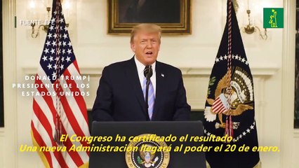 Trump admite la derrota electoral y condena el asalto al Capitolio