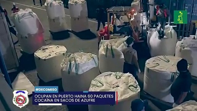 Ocupan en Puerto Haina 60 paquetes cocaína escondidos en sacos de azufre.