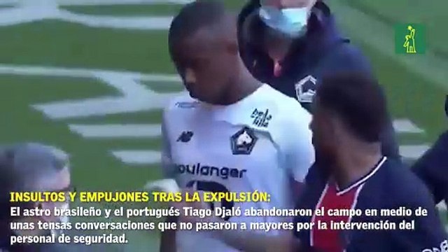 Insultos y empujones tras la expulsión: así fue la tensa discusión entre Neymar y un jugador del Lille en los vestuarios.
