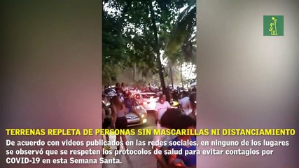 Las Terrenas repleta de personas sin mascarillas ni distanciamiento físico.